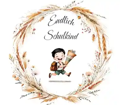 Endlich Schulkind Bub schwarze Haare