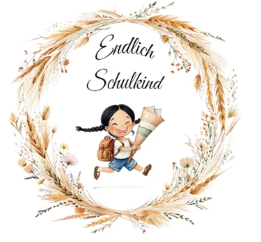 Endlich Schulkind Mädchen schwarze Haare gelbe Haut