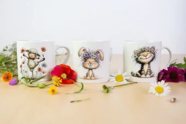 Bauernhof Tiere Trio tanzendes Schaf Hase Katze | werktraum33