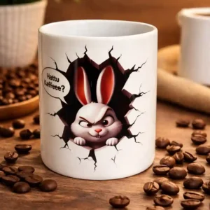 Keramik-Tasse Hattu Kaffee grimmiger Hase böser Hase