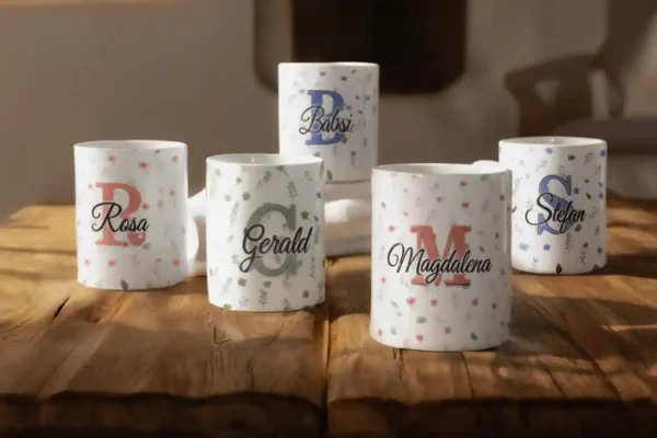 Keramik-Tassen personalisierbar pastellfarben verschiedene Motive