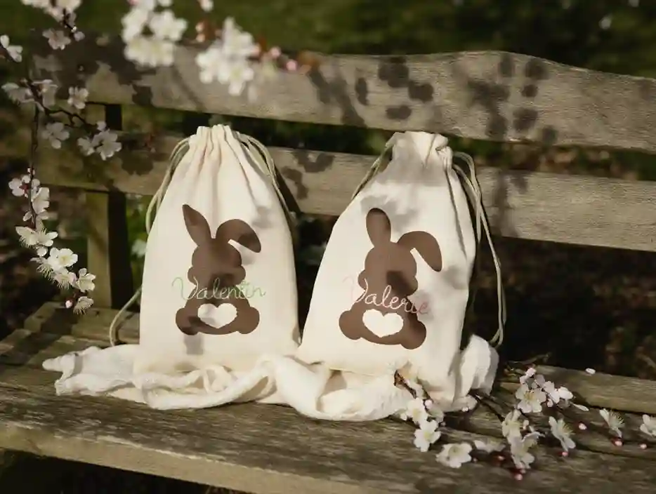 Baumwoll-Ostersackerl mit Namen personalisierbar