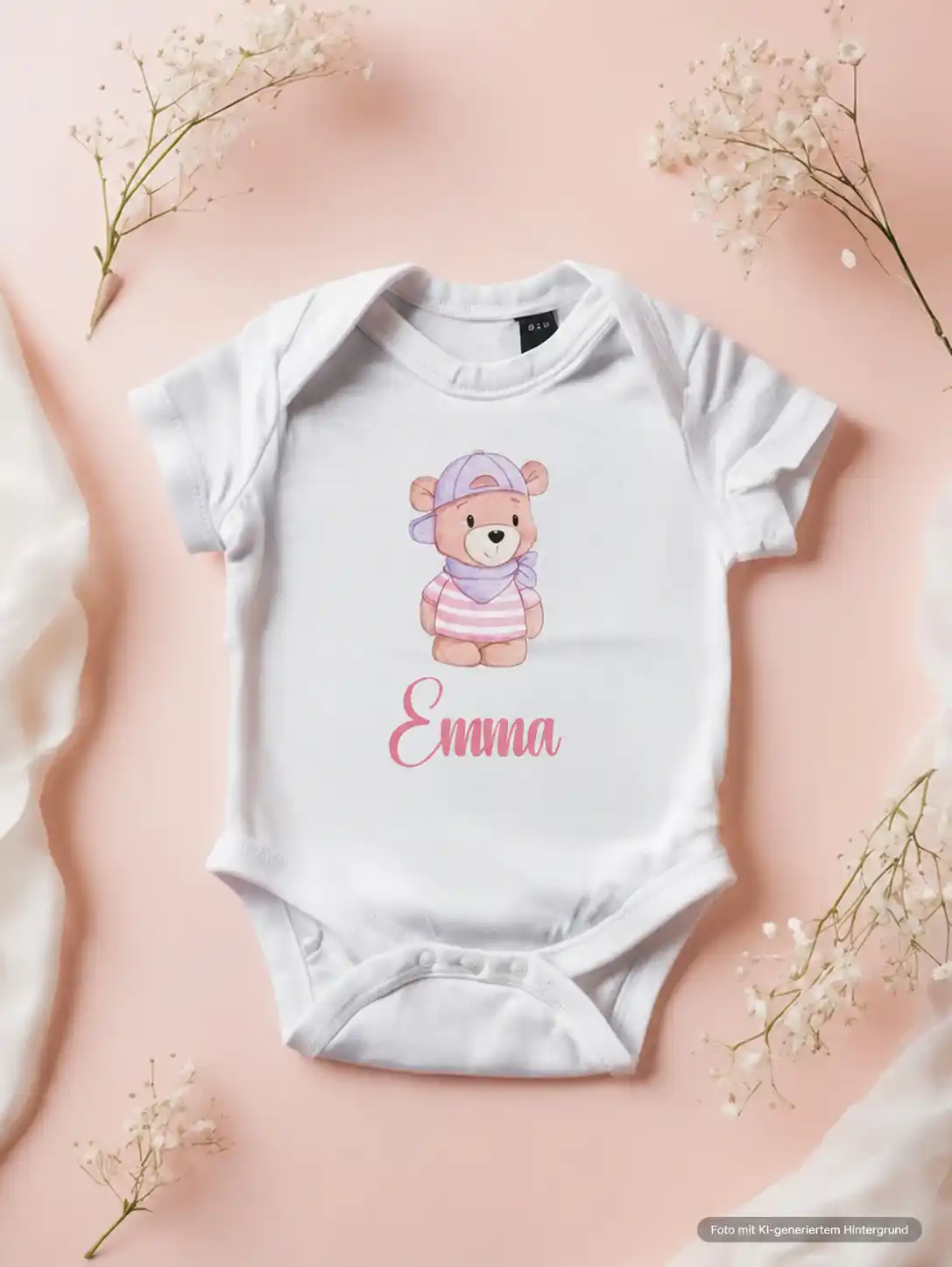 Baby Kurzarmbody aus Bio Baumwolle mit den Namen Emma personalisiert. | werk(t)raum33