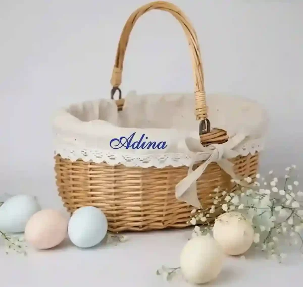 Osterkörbchen bestickt personalisierbar Schriftart Adina