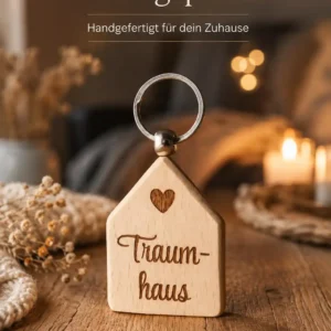 Schlüsselanhänger in Hausform mit Gravur "Traumhaus" | werktraum33