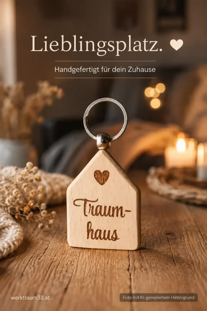 Schlüsselanhänger in Hausform mit Gravur "Traumhaus" | werktraum33
