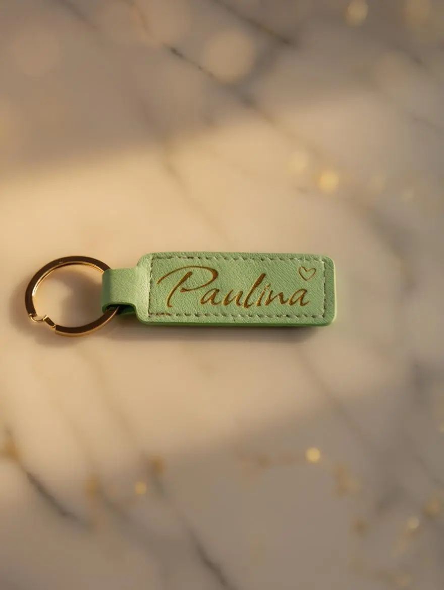 Personalisierter Schlüsselanhänger aus Leder in verschiedenen Farben mit Herz-Gravur und Wunschname, edles Leder-Accessoire von werktraum33