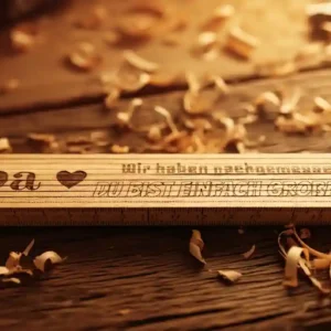 Maßstab mit Liniengravur und Text "Wir haben nachgemessen" für Vatertag von werk(t)raum 33