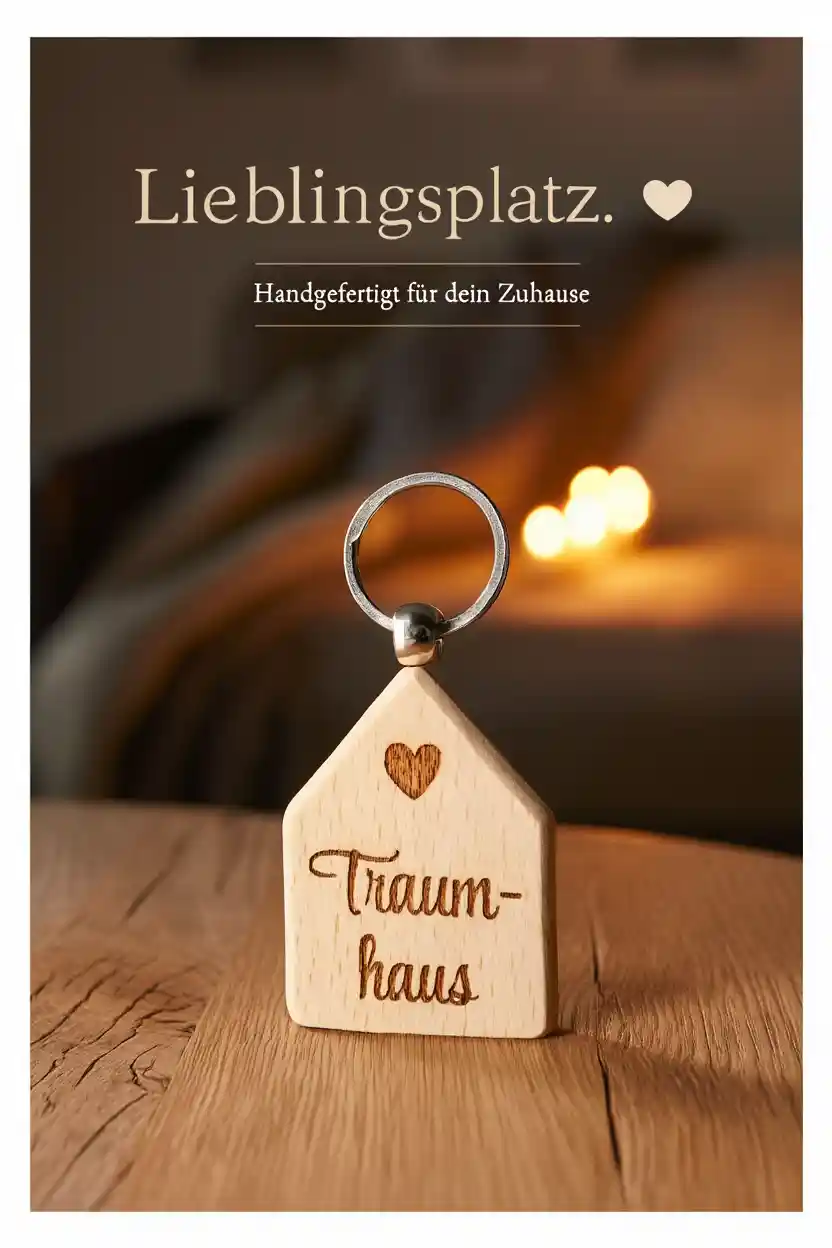 Schlüsselanhänger in Hausform mit Gravur "Traumhaus" | werktraum33