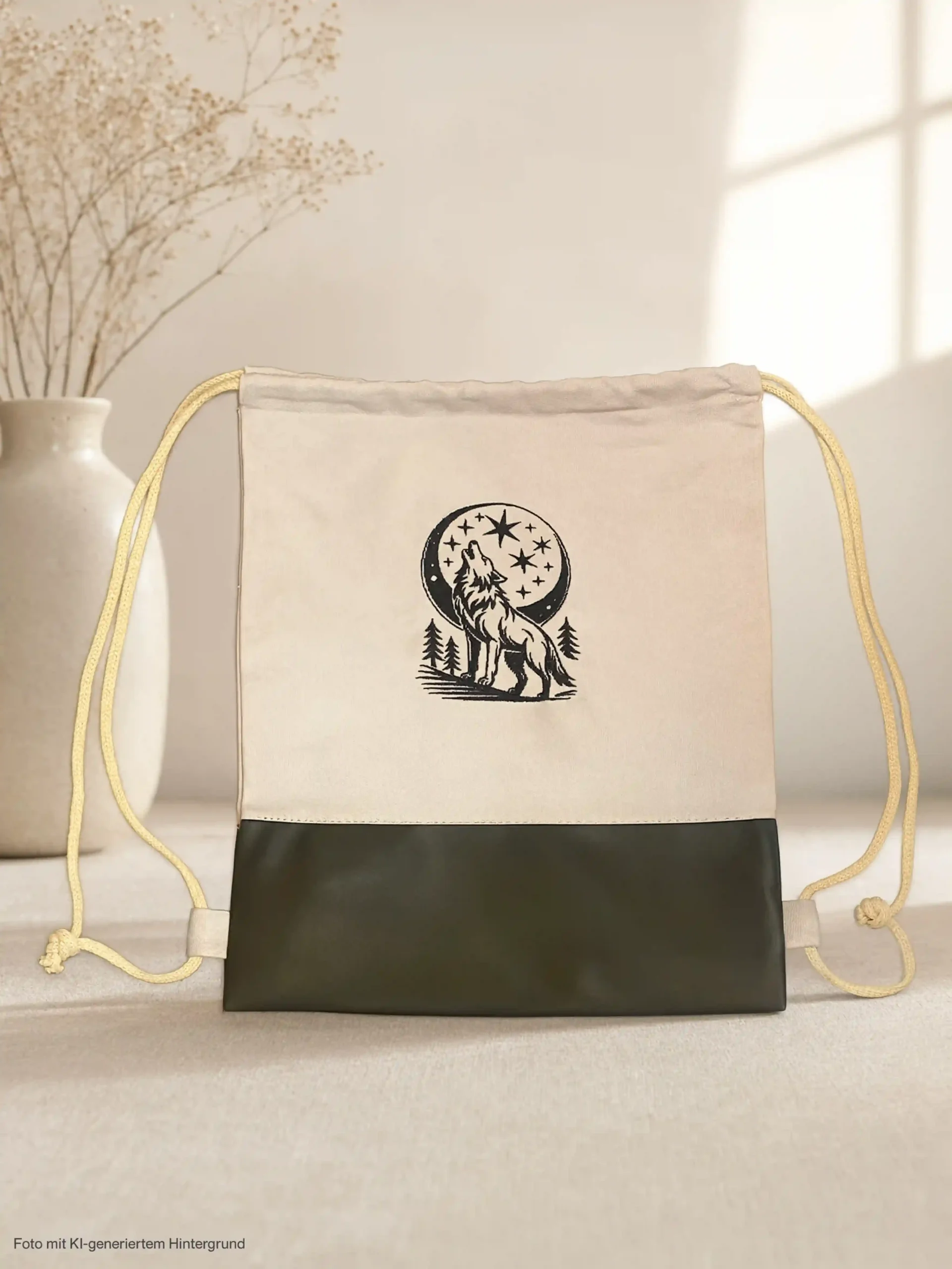 Turnsackl grau graphit mit Wolf. | werktraum33
