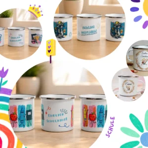 Collage Emaille-Tasse "Endlich Schulkind" | werktraum33