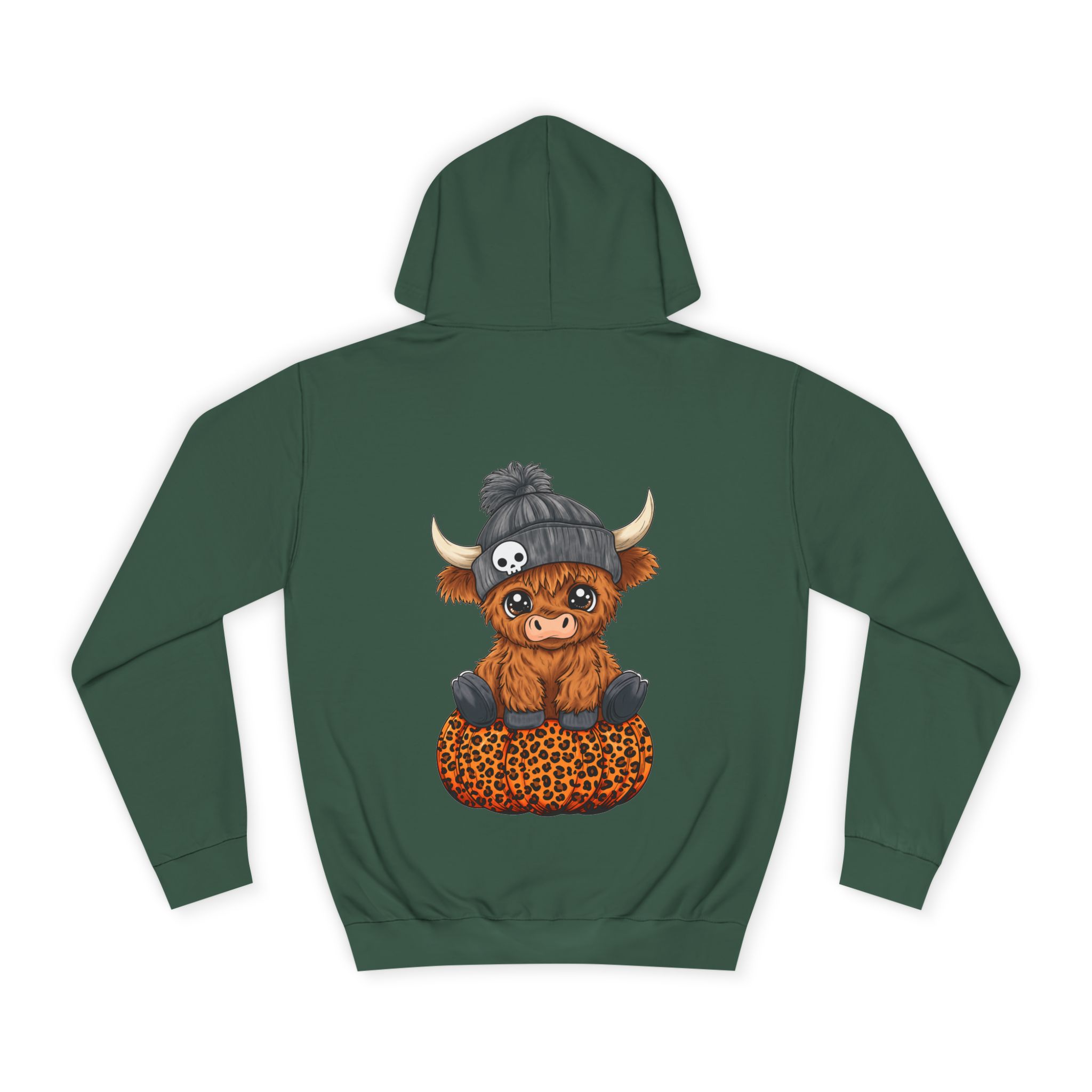 Halloween Hochlandrind Unisex College Hoodie in grün von werktraum33.