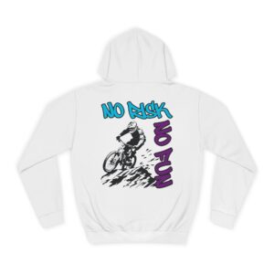 Der Mountainbiker Unisex College Hoodie in weiß von werktraum33.