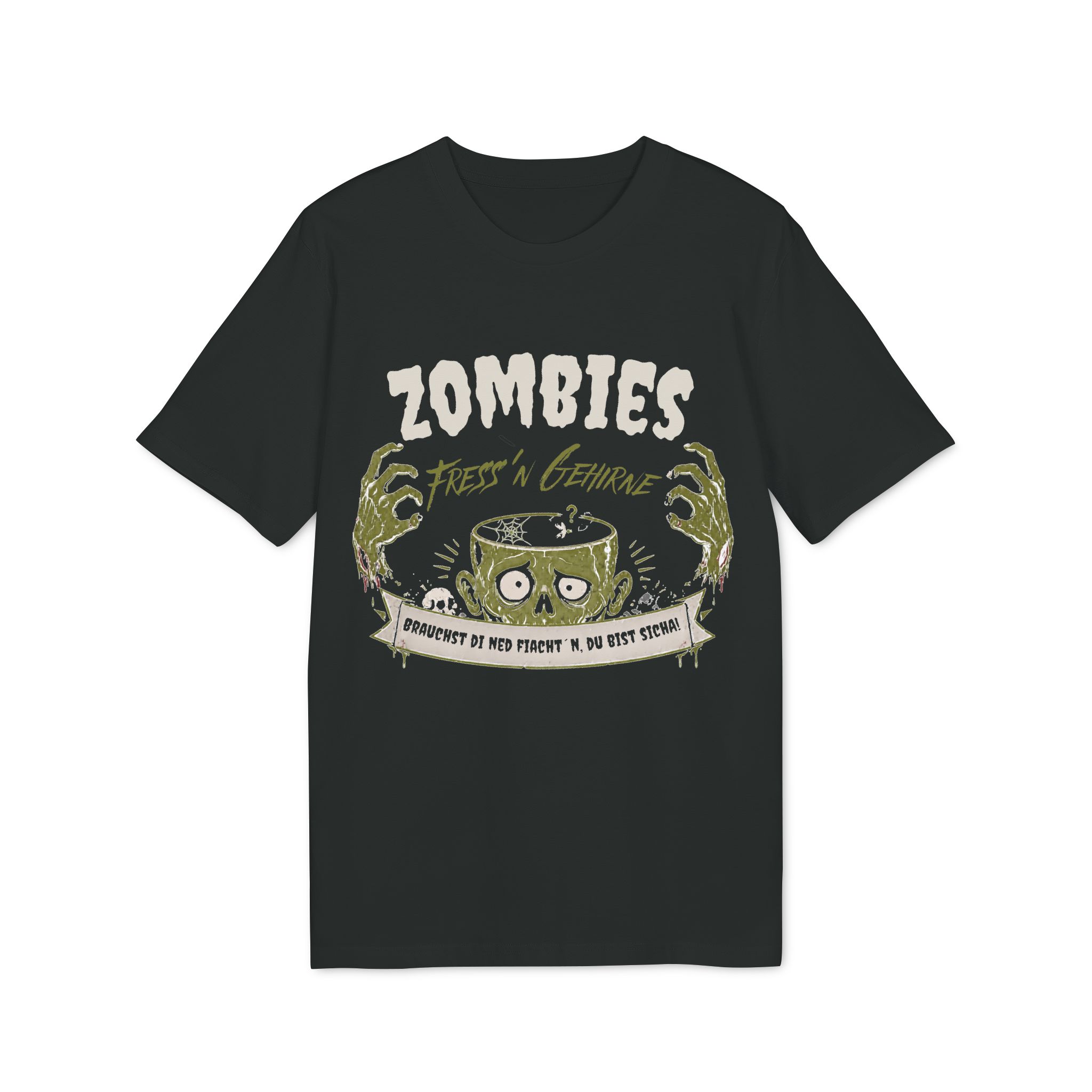 Zombies fressn Gehirne - Halloween Spruch T-Shirt von werktraum33.