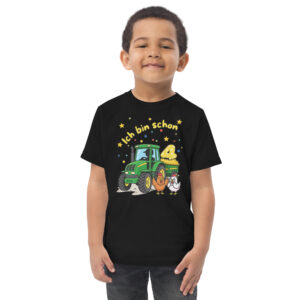 Kinder T-Shirt Ich bin schon 4 grüner Traktor mit geber Schrift in schwarz von werktraum33.