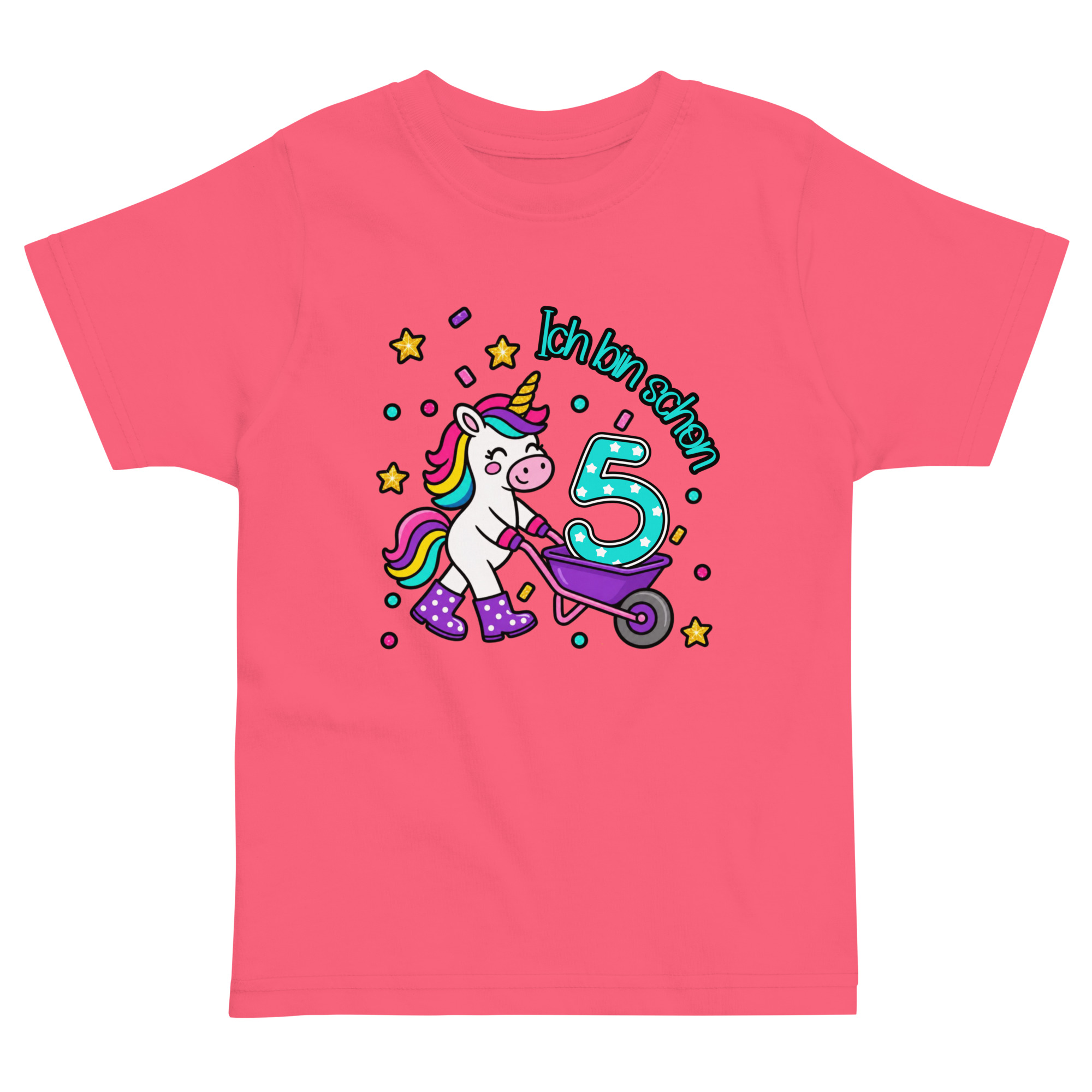 Kinder T-Shirt Ich bin schon 5 Einhorn in pink von werktraum33.