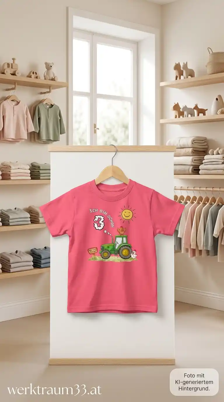 Kinder T-Shirt – Ich bin schon 3 Traktor und Wolke