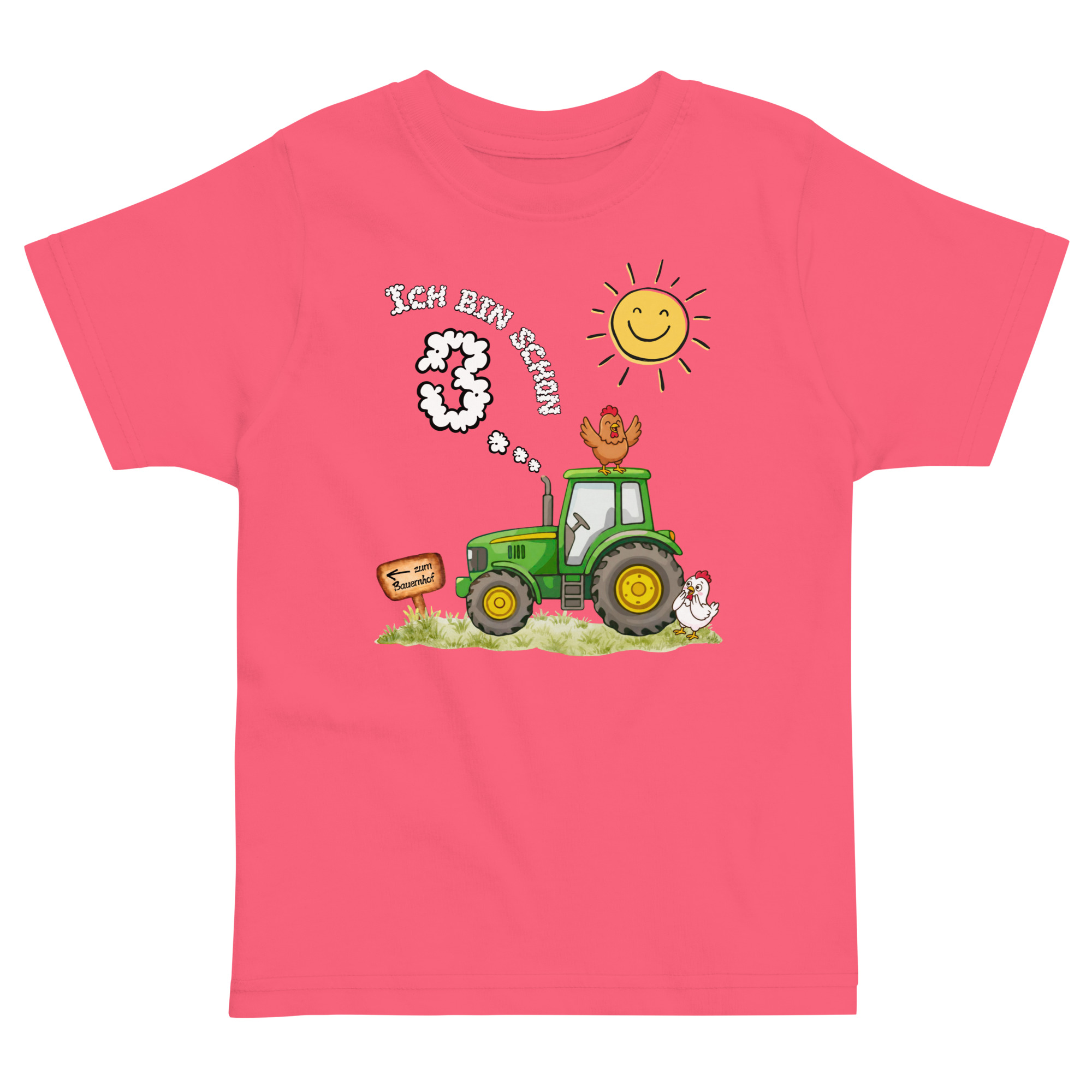Kinder T-Shirt Ich bin schon 3 Traktor und Wolke in hot pink von werktraum33.